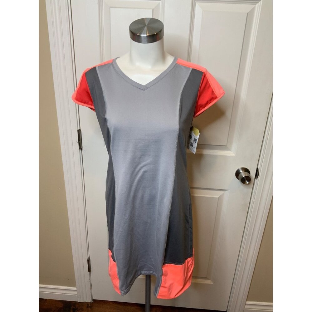 Title Nine Gray & Coral Pink Colorblock Short Sleeve Athletic Dress, Size Small